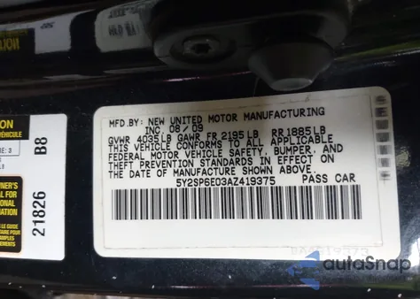 2010 Pontiac Vibe z USA, uszkodzony, nr VIN 5Y2SP6E03AZ419375